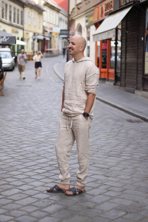 Pánske oblečenie - Haja - pánske ľanové nohavice (iná zo vzorkovníka) - 14792861_