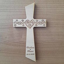 Dekorácie - Drevený svadobný kríž Elegant - 14794137_