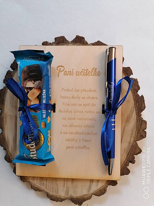 Tabuľky - TAbuľka s gravírovanym perom pre učiteľov_ modrá  - 14791607_