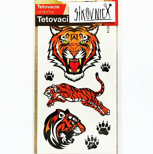 Dočasné tetovačky, 10,5x6 cm, tiger
