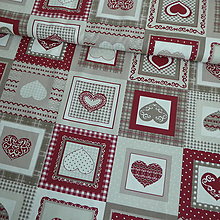 Textil - Látka Srdcia červené v patchworku - 14795366_