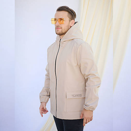 Bundy a kabáty - Pánska softshell bunda - look up at the stars beige - 14795683_