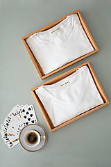 Topy, tričká, tielka - Tričko s prúžkom z organickej bavlny UNISEX výstrih V - 14796207_