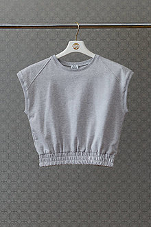 Topy, tričká, tielka - Crop tričko MELANGE GREY - 14795697_