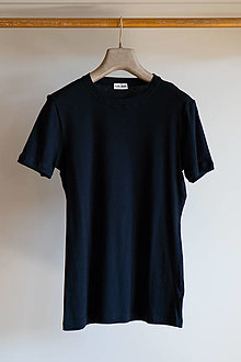 Topy, tričká, tielka - Tričko s prúžkom z organickej bavlny UNISEX okrúhly výstrih BLACK - 14796034_