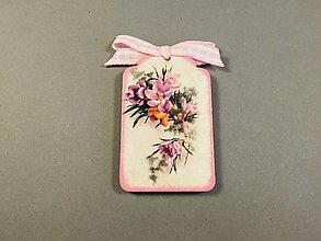 Magnetky - Magnetka drevená suvenír - kvetinové zátišie (039 - ružové kvety) - 14796009_