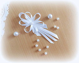 Svadobné pierka - pierka - biela  s perličkou (veľké) - 14796674_