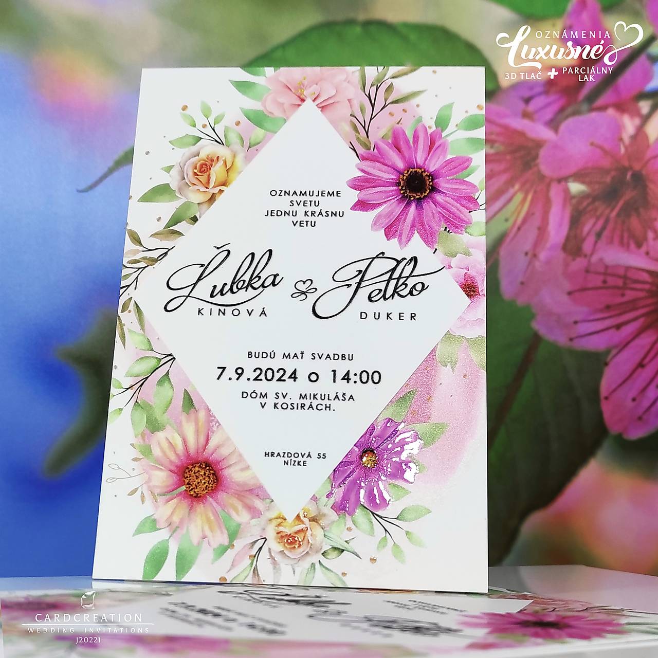 Svadobné oznámenie s plastickou tlačou J20221 (41-70 ks)