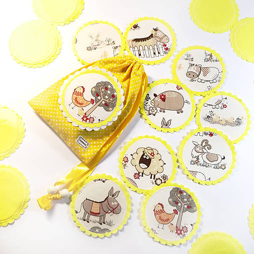 Hračky - LÁTKOVÉ PEXESO MAXI- DOMÁCE ZVIERATKÁ, NA FARME (9 párov/18 kartičiek) - 14799666_