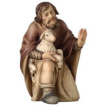 Dekorácie - Kľačiaci pastier s ovečkou - Ľudový - 14797615_