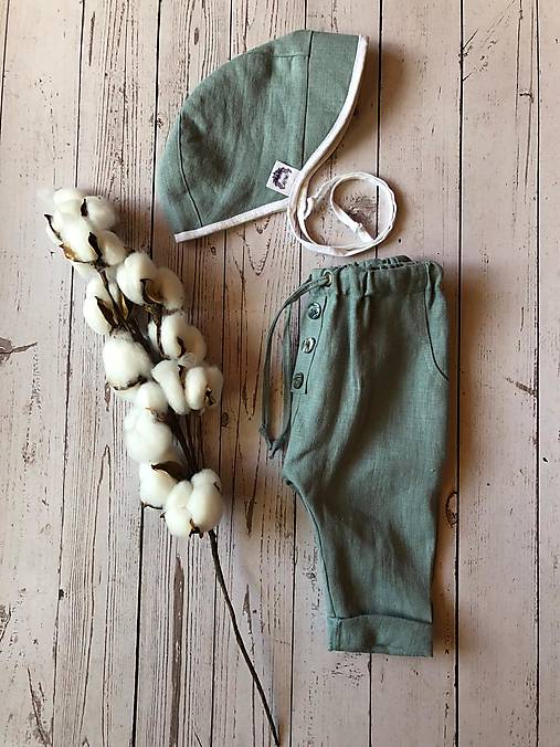 Detské oblečenie - Ľanové nohavice pre deti (1. smaragdová) - 14799233_