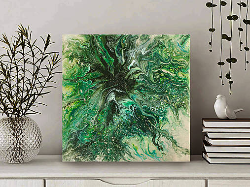 Obrazy - Hlbočina - abstraktný obraz - acrylic pouring - 14799818_