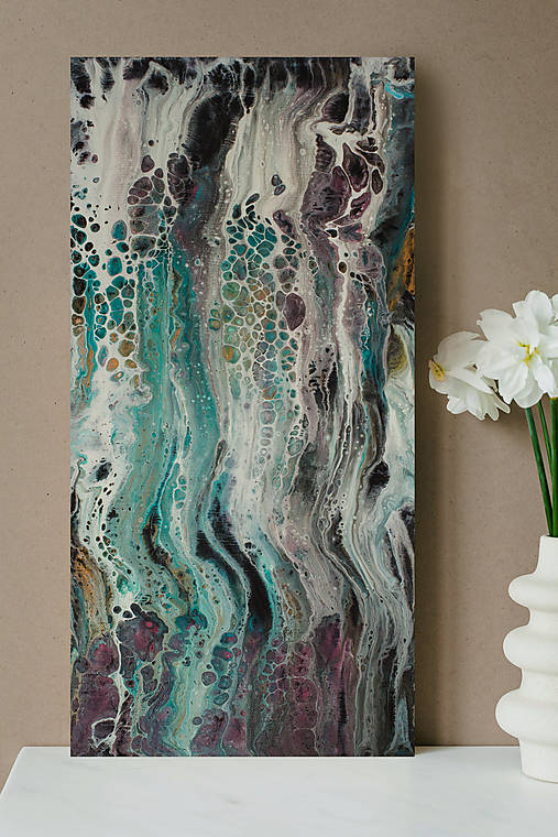 Obrazy - Vodopád - abstraktný obraz - acrylic pouring - 14799868_
