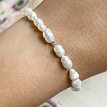Náramky - Freshwater Mini Pearls Silver Bracelet / Elastický náramok s oválnymi perlami AG925 N050 - 14800138_