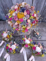 Svadobná kytica , pierko a doplnky zo sušených kvetov 