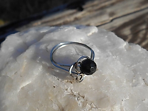 Prstene - ring with black turmalin-chirurg.oceľ - 14800007_