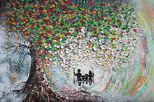 Obrazy - Rodinný strom 4 ročne obdobia  - 14801359_