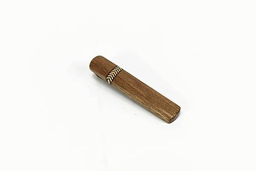 Drevená spona na kravatu (klip) - exotické drevo, javorovo-mahagónová mozaika, nerez