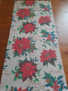 Úžitkový textil - Vianočné ruže a písmo 75x35 - 14802295_