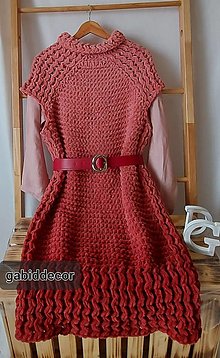 Šaty - Dámska/dievčenská obojstranná šatová tunika z vlny alize puffy fine ombre - 14805635_