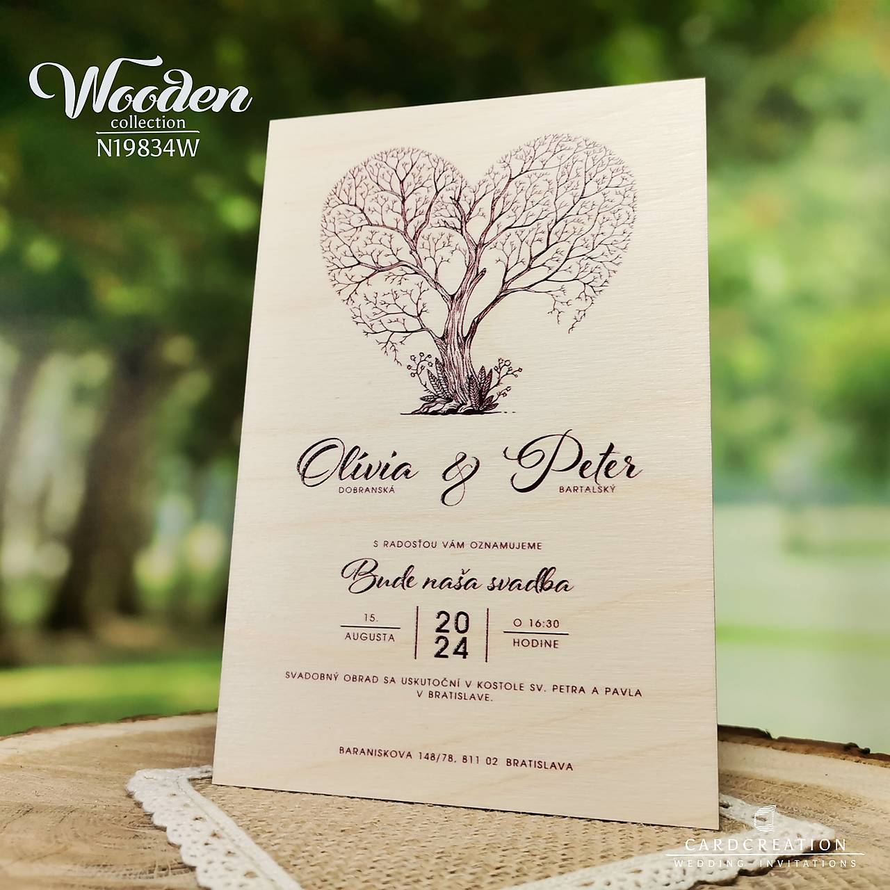Drevené svadobné oznámenie N19834W (101 a viac ks)
