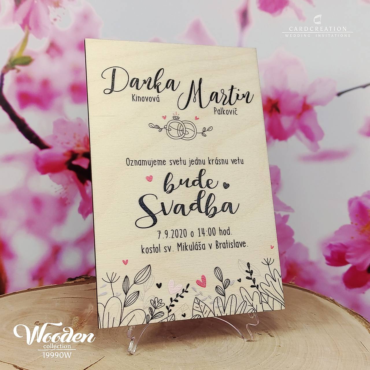 svadobné oznámenie na drevenej preglejke N19990W (71-100 ks)