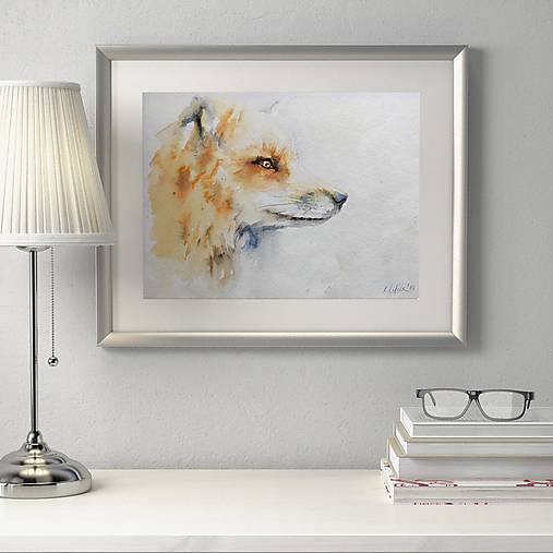 Obrazy - Originálna akvarelová maľba "Líška" - 14806880_