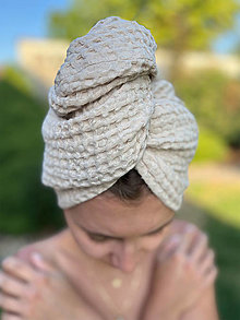 Úžitkový textil - Ľanový uterák TURBAN na vlasy - 14805014_