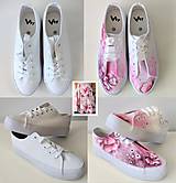 Ponožky, pančuchy, obuv - svadobné tenisky maľované ružové- dámske - 14809790_