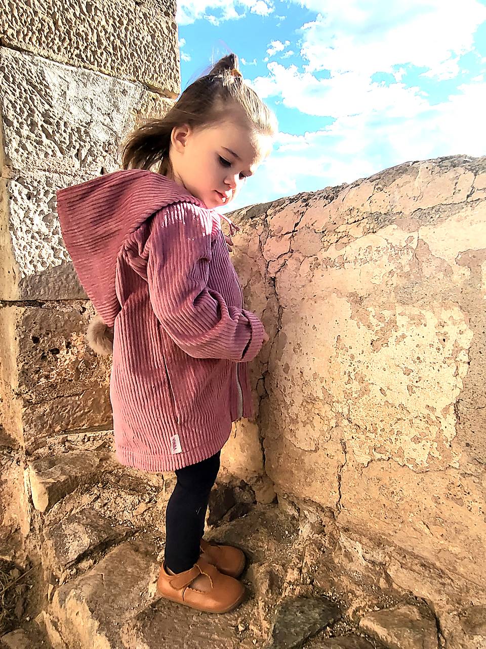 Menčestrový kabátik "old rose"