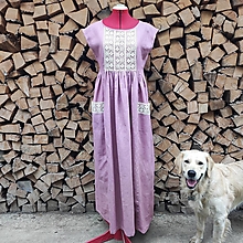 Šaty - Ružové ľanové šaty s čipkou (rôzne farby) - 14809585_