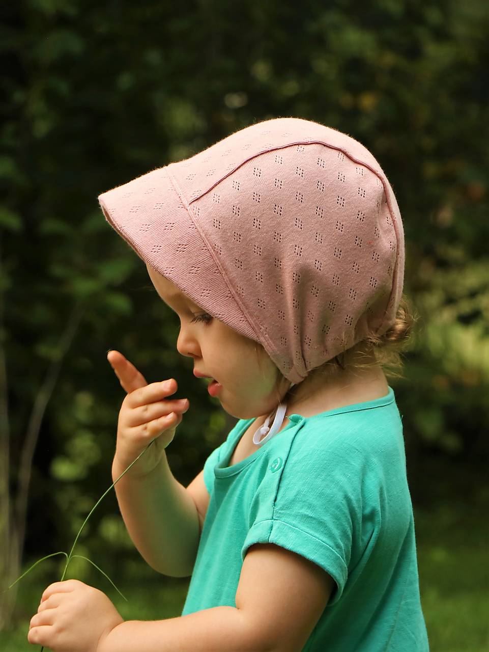 Detský úpletový čepček ružový pointoille
