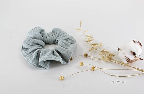 Ozdoby do vlasov - Látková gumička, scrunchie - mentolová (Bez mašle) - 14811719_