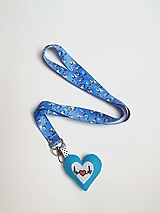 Kľúčenky - Textilná šnúrka na krk so srdiečkom  - zdravotník (modrá) - 14810204_