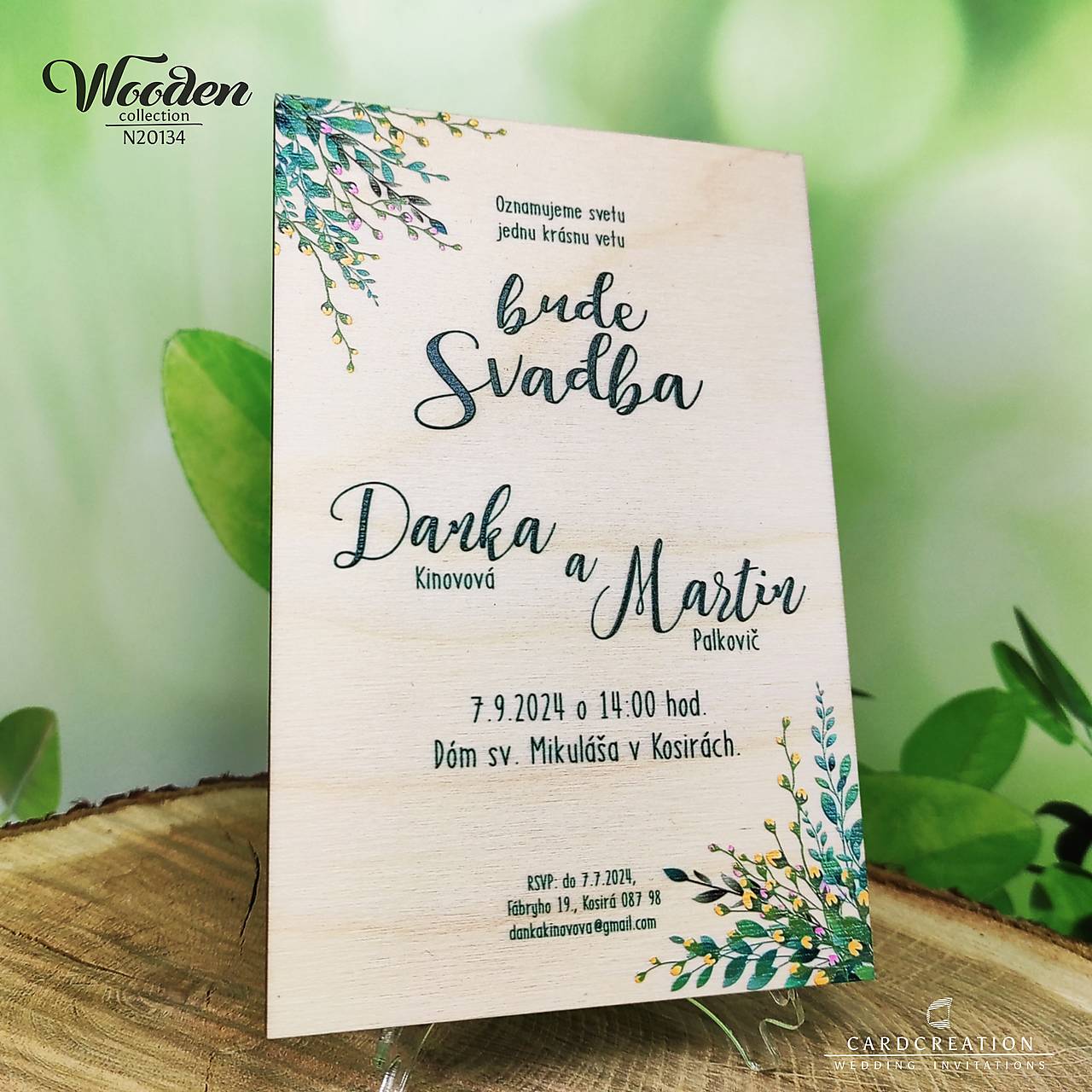Drevené svadobné oznámenie N20134 (101 a viac ks)