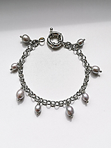 Náramky - Náramok so šedými perlami - rhodiovaný - 14811452_