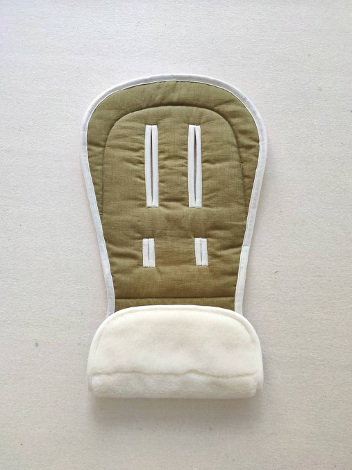 Detský textil - Vlnienka podložka do kočíka BABY JOGGER City Elite 2 100 % merino Top Super Wash Natural 100% ľan Oliva Green - 14813193_