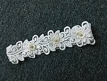 Spodná bielizeň - svadobný podväzok ivory - béžové čipkové kvety 3 - 14813725_