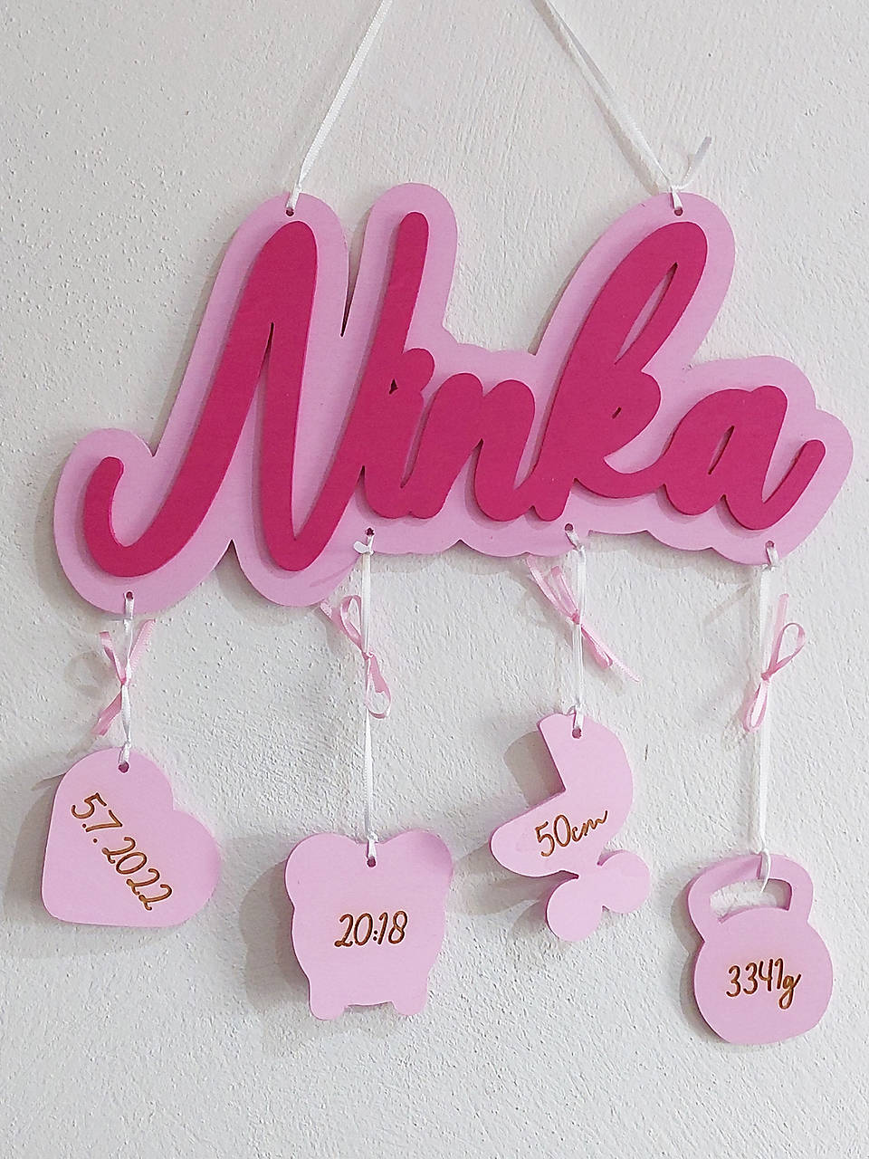 Darček pre novorodenca drevené meno na mieru