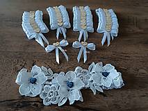 Spodná bielizeň - Čipkovaný svadobný podväzok s modrým srdiečkom - 14812446_