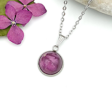 Náhrdelníky - Oceľový živicový náhrdelník _ Šťastíčko (Ružová hortenzia) - 14813755_