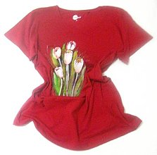 Topy, tričká, tielka - Tulipány na tričku - 14814470_