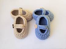 Detské topánky - Háčkované papučky -modré - 14815945_