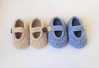 Detské topánky - Háčkované papučky -modré - 14815943_