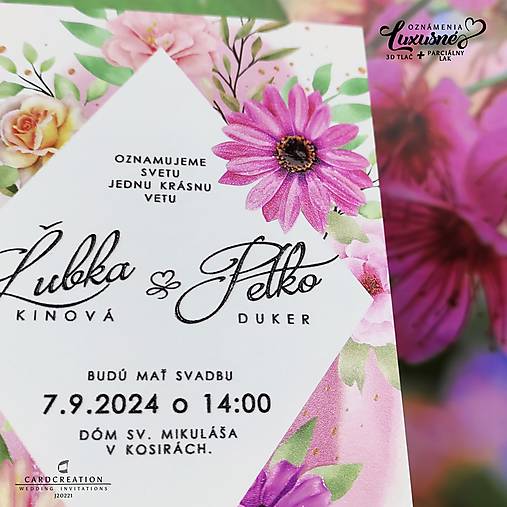 Kvetinové svadobné oznámenie J20221 digitálna tlač