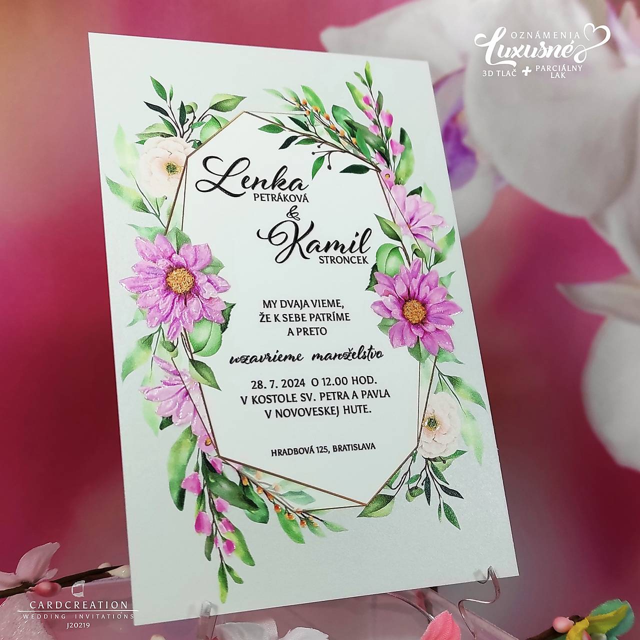 Svadobné oznámenie luxusné J20219 (41-70 ks, štruktúrovaný  papier)