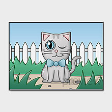 Grafika - Mačička v záhrade grafika - 14816622_