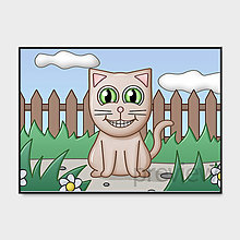 Grafika - Mačička v záhrade grafika (veselec) - 14816624_