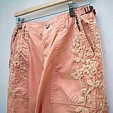 Nohavice - Dámské kalhoty lososové s výšivkou - 14817600_