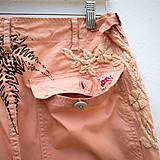 Nohavice - Dámské kalhoty lososové s výšivkou - 14817601_